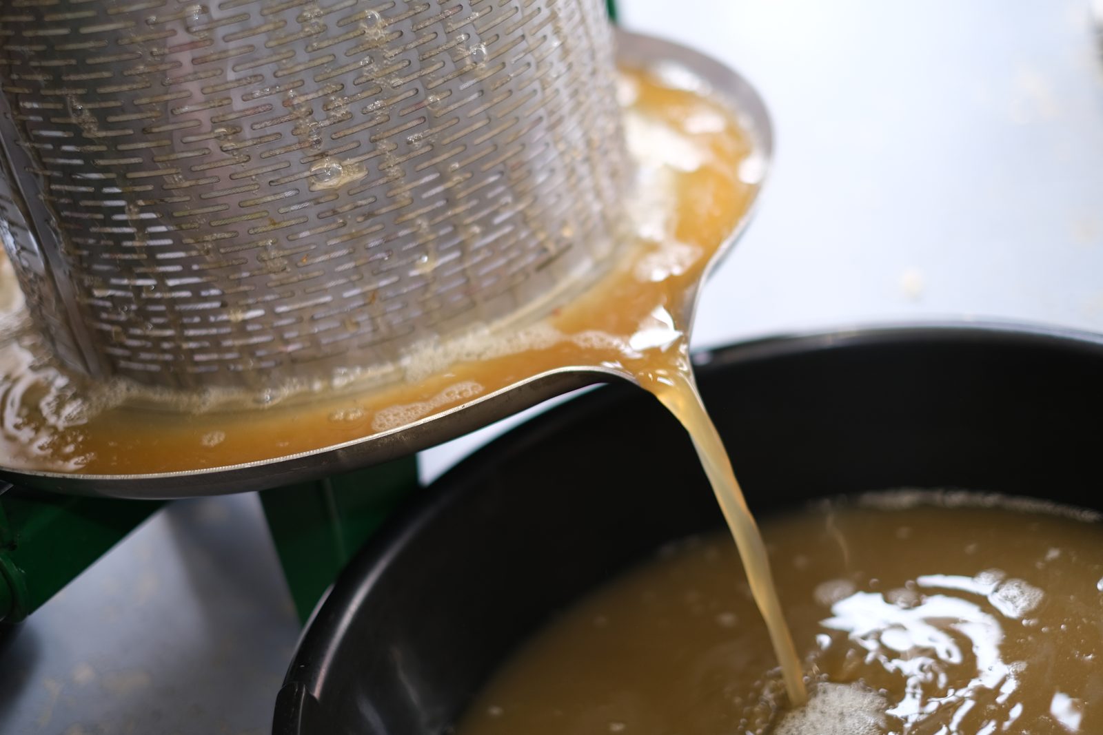 Juice running from the apple press