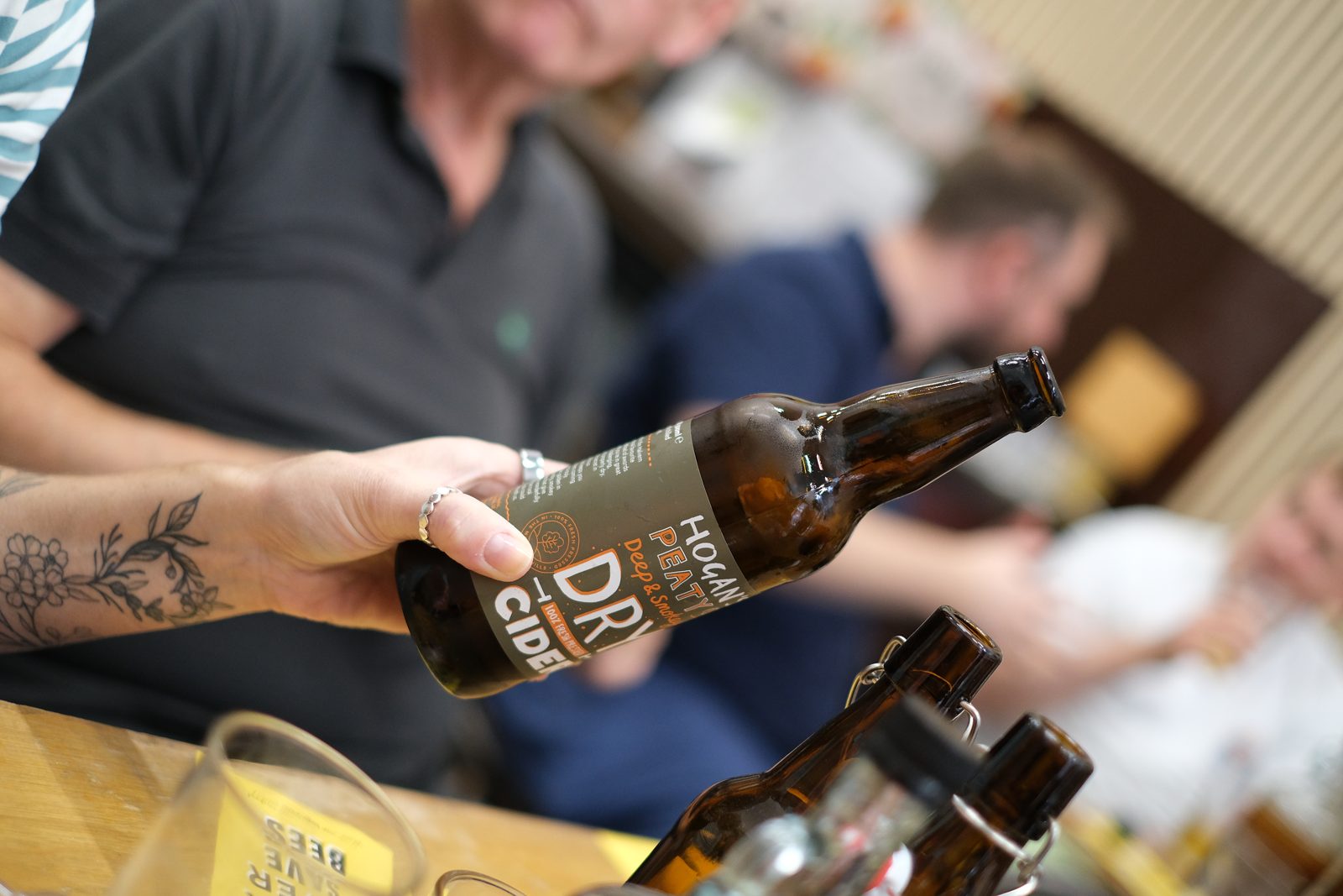 Pouring a UK craft cider for the tasting