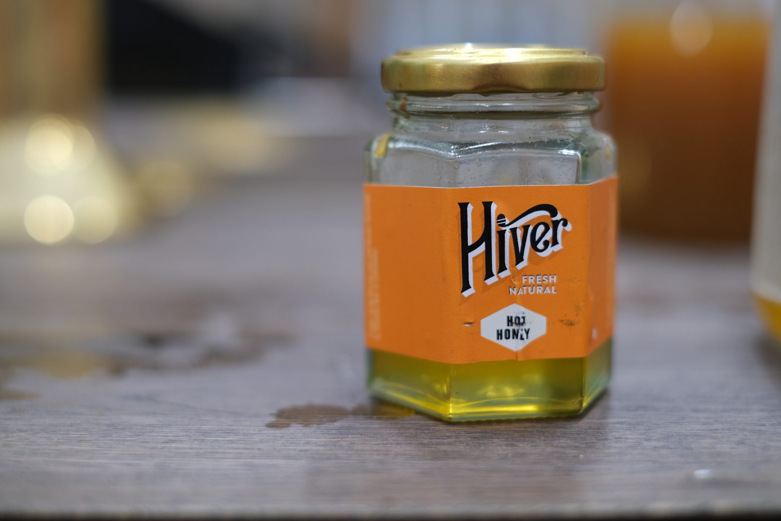 A jar of Hiver raw honey
