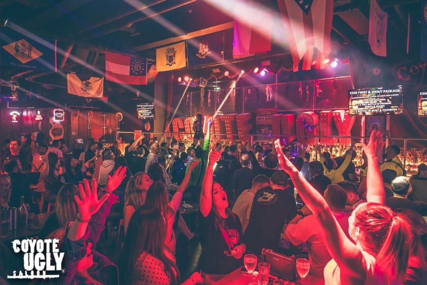 The bar at Coyote Ugly Saloon on Camden High Street
