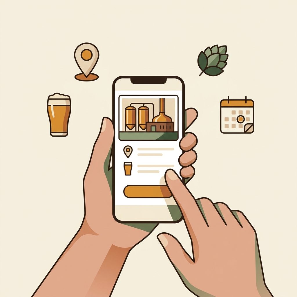Browsing brewery tours on a phone